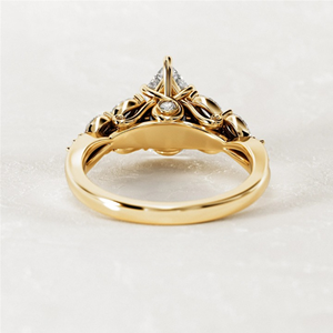 Anillo de Compromiso y Boda con Diamante Cultivado en Laboratorio, Corte Pera, 2.90 Quilates, Oro Amarillo de 14k, Joyería para Regalo - Product Image 5