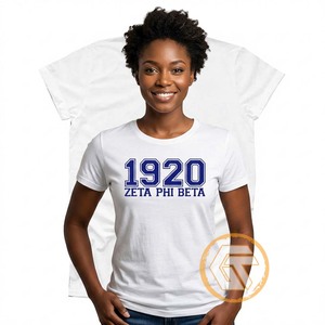 GREEK TREASURES Zeta Phi Beta Camisetas para mujer Ropa de hermandad Informal de alta calidad Transpirable 100% algodón Cuello redondo Manga corta - Product Image 5