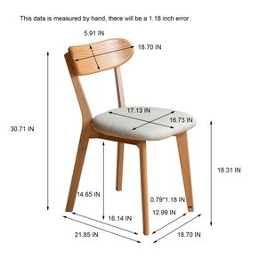 Lot 2 chaises de salle à manger en bois massif 100% Chêne de qualité FAS sans saleté Amérique du Nord Bois naturel Design simple 47.5X55.5X78cm pour - Product Image 2