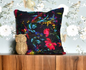 Cotton Kantha Cushion Cover Handmade Decorative <b>Throw</b> <b>Pillow</b> Boho Sofa Accent Home Decor Wholesale made in Jaipur export quality - Product Image 1