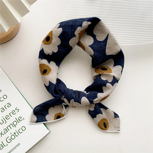 Foulard imprimé floral pour femme, écharpe carrée en coton, petit bandana mignon, foulard pour la tête 55*55CM - Product Image 6