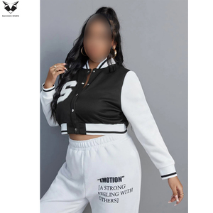 New Arrival Comfortable Women's Black And <b>White</b> Varsity <b>Jacket</b> With Letter S Logo Full Sleeve Button Up Collar Winter Wear - Product Image 3