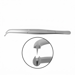 Pince à tissus chirurgicale incurvée Semkin 5,9 pouces, 1x2 dents, en acier inoxydable - Product Image 3