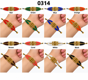 ขายส่งกำไลข้อมือยืดหยุ่นปรับได้ทำมือรุ่น MWB-0314 จาก MWB CRAFTING OPC ประดับลูกปัดทองเหลืองวินเทจสีน้ำเงิน เหมาะสำหรับผู้หญิงใส่ไปงานปาร์ตี้ - Product Image 5