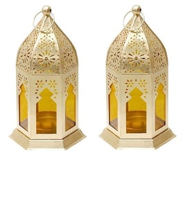Elegant Luxurious Iron Rod Frame Christmas Lantern Decorations Gold Plated Metal Stand Rectangle <b>Candle</b> Home <b>Plain</b> Base Top - Product Image 2