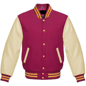 Men's <b>Red</b> Varsity Jacket Preppy Style Turn-down Collar Regular Fit Autumn Wear Solid Color Button Closure - Product Image 6