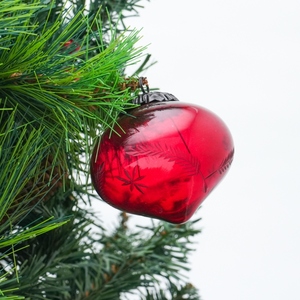 Ornement de Noël en verre rouge texturé en forme d'oignon, boule suspendue pour décoration de sapin festif, vente en gros - Product Image 3