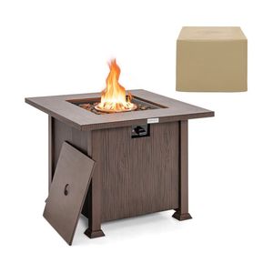 32 pollici 50,000 BTU tavolo quadrato fuoco con coperchio e rocce laviche elegante accessorio riscaldamento esterno - Product Image 2