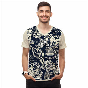เสื้อยืดพิมพ์ลายสำเร็จรูปสำหรับผู้ชาย ผ้าฝ้าย 100% เสื้อยืดลำลองผู้ชายทรงหลวม - Product Image 1