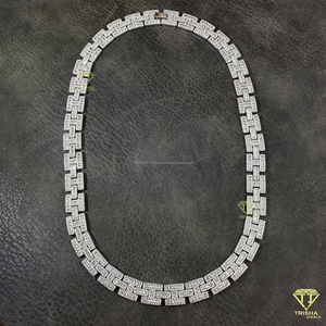Wholesale <b>Iced</b> <b>Out</b> Miami Cuban Link <b>Chain</b> Hip Hop Style Bling Moissanite Diamond in 925 Sterling Silver Jewelry for Men - Product Image 3