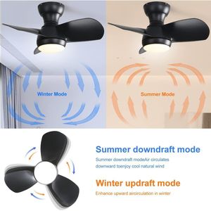 Ventilatore da soffitto a LED da 23 pollici per camera da letto con 3 pale in ABS, telecomando, motore DC 18W, luce LED nera - Product Image 6