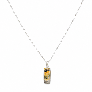 Colgante de Plata de Ley 925 Hecho a Mano con Forma Rectangular y Piedra de Jaspe Amarillo Abeja, Precio al por Mayor - Product Image 2