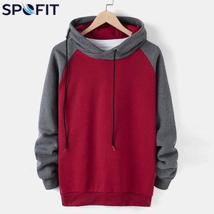 Streetwear Raglan Hoodie Men Contrast Color Pullover Hoodies Custom Logo Oversized Blank <b>Fleece</b> Baseball Unisex Hooded - Product Image 6