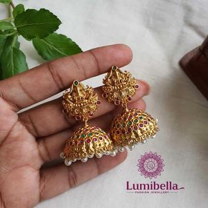 Kerala Kasumala Alloy with Gold Plating Geometric Design Oxidized Polish Finish Bridal Choker and Earring Set for Wedding - Product Image 2