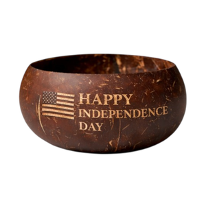 Bol en Coque de Noix de Coco Poli de Haute Qualité, Écologique, Fait Main, Décoration Artistique Gravée, Style Américain, Cadeau Unique pour le 4 Juillet - Product Image 1