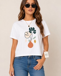 เสื้อยืดทรงบ็อกซี่สำหรับผู้หญิง เสื้อยืดโอเวอร์ไซส์ทรงหลวมลำลองอินเทรนด์ แขนสั้น ผ้าฝ้ายนุ่ม สวมใส่สบาย ระบายอากาศได้ดี มีสไตล์ - Product Image 1