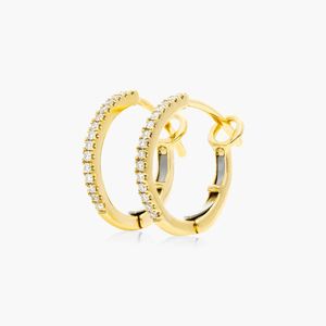 ต่างหูห่วงแบบ Huggie ประดับเพชรแล็บโกรว์ 14K ไวท์โกลด์ - Product Image 5