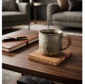 Pure Wood <b>Drink</b> <b>Coasters</b> in Modern Walnut with Natural Finished Modern Design Perfect for Home Restaurant Table Accessory - Product Image 2