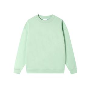 Sweat-shirt unisexe à col rond surdimensionné, vert menthe uni, tricoté, décontracté, pour l'automne, manches longues, coupe classique - Product Image 4