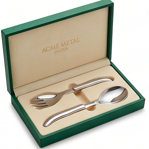 Ensemble de 2 cuillères à salade courbes en acier inoxydable avec poignées ergonomiques, lavables au lave-vaisselle, pour restaurants, événements et traiteurs - Product Image 3