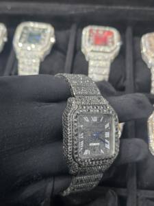 Reloj de Lujo Mecánico Personalizado para Hombre, Diseño Cuadrado con Diamantes Moissanite VVS Premium, Acero Inoxidable, Estilo Hip Hop Blanco - Product Image 2