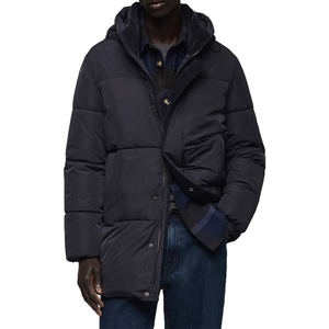 Chaqueta Larga Acolchada con Capucha para Hombre, Cortavientos, con Cierre de Cremallera, Abrigo Casual de Invierno, Relleno de Poliéster, Chaquetas Acolchadas - Product Image 2