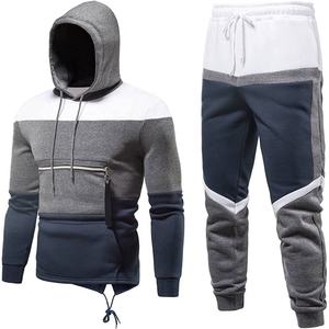Traje deportivo de peso pesado con logotipo personalizado OEM para hombre, sudadera con capucha y pantalones de chándal con cremallera completa, ropa deportiva para gimnasio, diseño de pantalones de chándal - Product Image 2