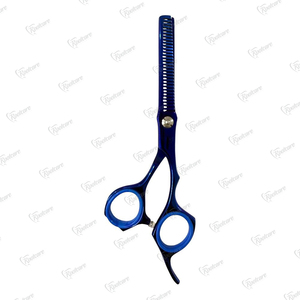 Juego de 2 Tijeras de Peluquería de Acero Inoxidable de Primera Calidad para Uso Doméstico, Kit de Corte de Pelo para Barbería, Tijeras de Entresacar y Cortar para Diestros, Recubrimiento de Plasma Azul - Product Image 5
