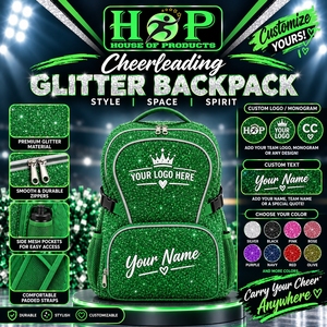 Sac à dos de cheerleading avec logo imprimé, couleur personnalisable, paillettes, grande capacité, sacs de sport pour cheerleading, léger, sac à dos pailleté - Product Image 6