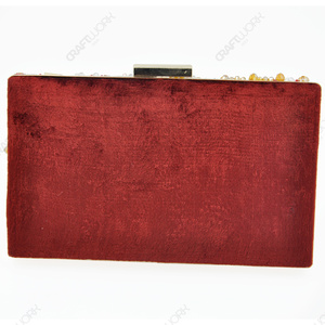 Wholesale Handmade Velvet Beaded Clutch Luxury Pearl Crystal Evening <b>Bag</b> Tassel Bridal Wedding <b>Party</b> Purse OEM ODM - Product Image 3