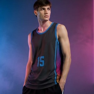 Camiseta de Baloncesto para Hombre, Sin Mangas, 15 Colores Degradados, Sublimada, Absorbente de Humedad, Poliéster, Ajuste Atlético, para Todas las Temporadas - Product Image 5