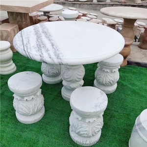 Sillas de Comedor de Lujo para Exteriores, Talladas a Mano en Mármol, Contemporáneas y Duraderas, con 5 Años de Garantía, para Jardín, Patio, Villa, Hotel - Product Image 1