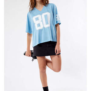 Custom Mesh Crop Top Jersey Breathable Sports T-Shirt Sublimation Print V-neck No Strap Unisex Streetwear <b>Athletic</b> American - Product Image 5