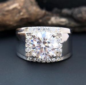 Moissanite <b>Mens</b> Engagement <b>Ring</b> 925 Sterling <b>Silver</b> 14K Gold Plated Classic Wedding Band Diamond Alternative Luxury Jewelry - Product Image 1