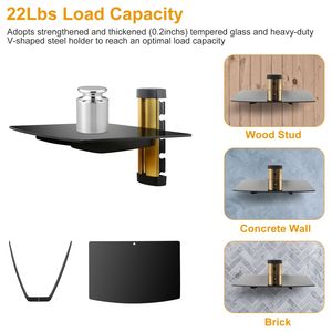 Strengthened Tempered Glass <b>Floating</b> Wall Mounted Display Shelf for DVD Cable Boxes - Product Image 5