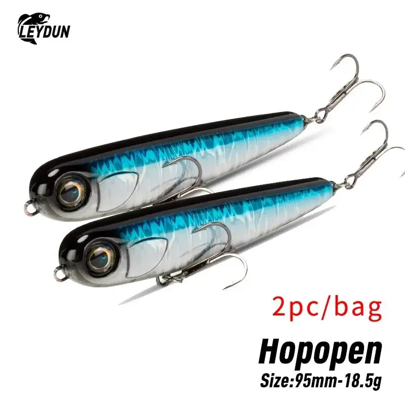 HOPOPEN Floating New Fishing Lures 95mm Pencil Top Water Surface Saltwater Hard Baits Dog Walking Sea Bass Wobblers Lure