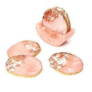 Resin Coaster Gold Foil Detailing Water proof Heat-Resistant <b>Epoxy</b> <b>Table</b> Coasters for Home Dining Office Decor ResinCoaster - Product Image 4