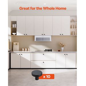 Set di 10 Pomelli per Mobili da Cucina in Lega di Zinco Nera, Stile Classico, 1,26 Pollici, Maniglie per Cassetti e Porte - Product Image 2