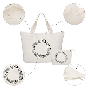 OEM Custom Logo <b>Canvas</b> <b>Tote</b> Bag Eco-Friendly Reusable Cotton with Pocket Zipper Size Options Available <b>Canvas</b> <b>Tote</b> Bag - Product Image 2