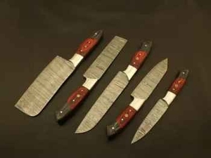 Ensemble de couteaux de chef écologiques et ambidextres, 10 pièces, lames en acier Damas, manches en bois de rose, finition mate - Product Image 4