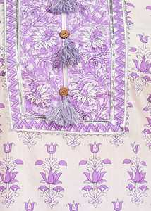 Kurta pantalon droit grande taille en coton, longueur mollet, col en V, manches trois-quarts, imprimé floral, séchage rapide, protection solaire, pour l'été - Product Image 6