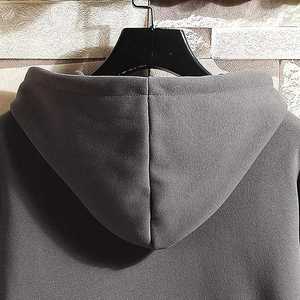 Sweat-shirt à capuche pour homme gris et noir, style streetwear décontracté pour l'hiver, 100% coton, broderie 3D, doublé - Product Image 6