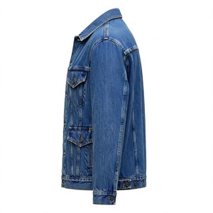 Blouson matelassé en jean bleu classique pour homme, coupe droite, col rabattu, devant uni, style décontracté, fermeture éclair simple, vêtement d'hiver - Product Image 5