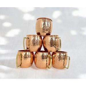 100% Copper Moscow Mule <b>Mugs</b> & Cups <b>Set</b> <b>of</b> 6 With Brass Handle Hammered Design Household Party Event Drinking Use Beer <b>Mug</b> <b>Set</b> - Product Image 1