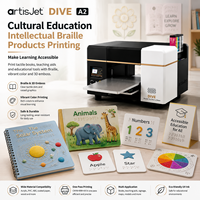 Imprimante à plat UV LED artisJet DIVE A2 pour l'impression 3D en relief, le braille, la culture, l'éducation, les livres, les étiquettes, les cartes et les fournitures pédagogiques