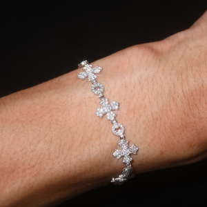 Cross Shape Moissanite Diamond Bracelet 925 <b>Silver</b> Iced Out Link Chain Religious Luxury Jewelry <b>for</b> <b>Men</b> Women Gift - Product Image 5