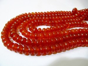 ลูกปัดพลอยคาร์เนเลียนทรงรอนเดลล์ธรรมชาติขนาด 8 มม. - Product Image 1