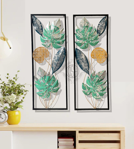 Arte Decorativo de Pared con Flores de Hierro Dorado, 2 Piezas, Decoración Metálica Moderna para Sala de Estar, Entrada y Oficina - Product Image 2