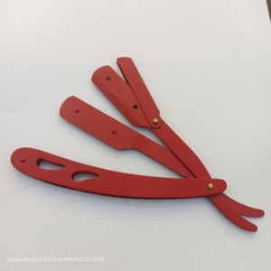 Rasoirs de rasage professionnels en gros, couleur rouge, fabricant de rasoirs de barbier, logo personnalisé, lames aiguisées, fournisseurs de rasoirs. - Product Image 2