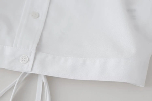 Camisa Corta Informal de Popelina a Rayas Blancas para Mujer, Estilo Vintage, Manga Corta, Cuello Camisero, Botones, para Todas las Temporadas - Product Image 4